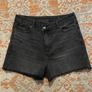 American Eagle Curvy Denim Mom Shorts, black size 10